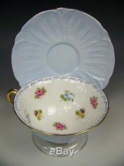 Shelley Oleander Roses Pansies Forget-me-nots Footed Tea Cup & Saucer Set (a)