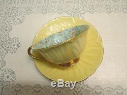 Shelley Oleander Shape Footed Cup & Saucer Marguerite Chintz Pattern EUC Vintage