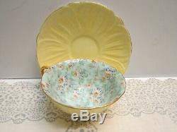 Shelley Oleander Shape Footed Cup & Saucer Marguerite Chintz Pattern EUC Vintage