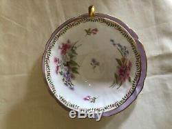 Shelley Oleander Stocks Lilac Bone China Tea Cup And Saucer