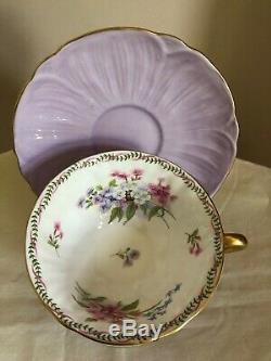 Shelley Oleander Stocks Lilac Bone China Tea Cup And Saucer