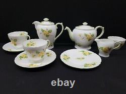 Shelley Primrose 13430 Green Trim Tea Pot Cup Saucer Creamer Sugar 9 England