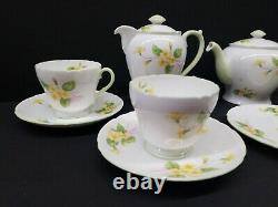 Shelley Primrose 13430 Green Trim Tea Pot Cup Saucer Creamer Sugar 9 England