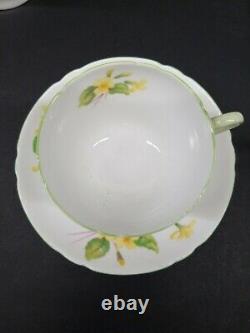 Shelley Primrose 13430 Green Trim Tea Pot Cup Saucer Creamer Sugar 9 England