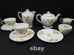 Shelley Primrose 13430 Green Trim Tea Pot Cup Saucer Creamer Sugar 9 England