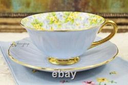 Shelley Primrose Chintz Oleander Periwinkle Blue Bone China Teacup Saucer