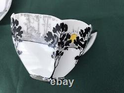 Shelley Queen Anne 1926 Art Deco Tea Cup Coffee Trees Sunset Black White 11479