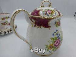 Shelley Red Duchess Tea Set Teapot, Creamer, Sugar, Cups, Saucers, Plates