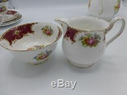 Shelley Red Duchess Tea Set Teapot, Creamer, Sugar, Cups, Saucers, Plates