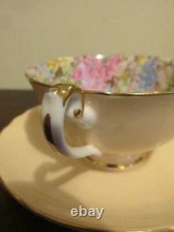 Shelley Rock Gard Chintz Bone China England Creamy Tea Cup And Saucer