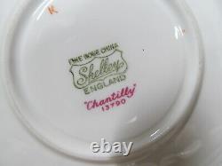 Shelley tea cup and saucer OLEANDER shape rose Chantilly floral teacup England