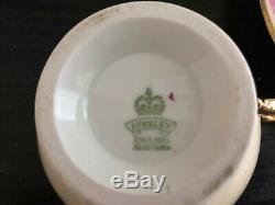 Signed Aynsley Bone China Tea Cup Saucer Pink Cabbage Roses J A Bailey