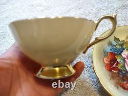 Signed Bailey Vintage Aynsley Bone China Gold Gilded Cabbage Rose Tea Cup Saucer