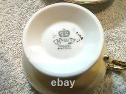 Signed Bailey Vintage Aynsley Bone China Gold Gilded Cabbage Rose Tea Cup Saucer