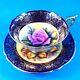 Signed Rare Hand Painted Rose Center With Cobalt Border Paragon Tea Cup & Saucer