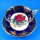 Signed Red Rose Center With A Cobalt And Gold Border Paragon Tea Cup And Saucer