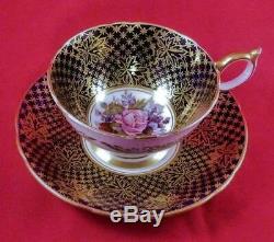 Spectacular Aynsley Cobalt Gold Cabbage Rose Cup & Saucer Sgn JA Bailey