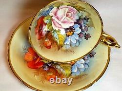 Spectacular Rare Aynsley Bailey Signed Tea Cup And Saucer