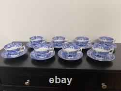 Spode England Blue Italian Blue & White C 1816 Teacup & Saucer LOT 8 SETS READ