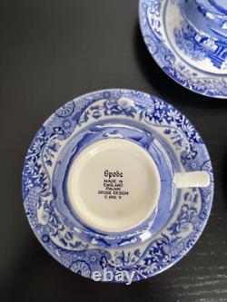 Spode England Blue Italian Blue & White C 1816 Teacup & Saucer LOT 8 SETS READ