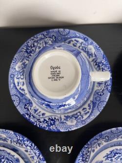 Spode England Blue Italian Blue & White C 1816 Teacup & Saucer LOT 8 SETS READ