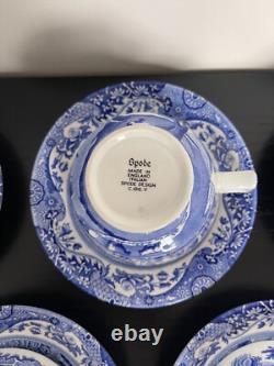 Spode England Blue Italian Blue & White C 1816 Teacup & Saucer LOT 8 SETS READ