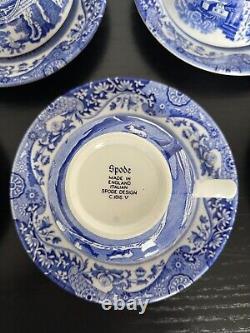 Spode England Blue Italian Blue & White C 1816 Teacup & Saucer LOT 8 SETS READ