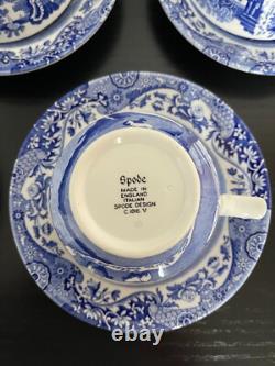 Spode England Blue Italian Blue & White C 1816 Teacup & Saucer LOT 8 SETS READ
