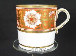 Spode Pattern 878 Antique Porcelain Coffee Can/Cup Saucer Rare Orange/Red & Gold