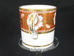 Spode Pattern 878 Antique Porcelain Coffee Can/Cup Saucer Rare Orange/Red & Gold