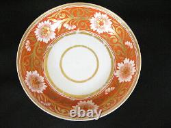 Spode Pattern 878 Antique Porcelain Coffee Can/Cup Saucer Rare Orange/Red & Gold