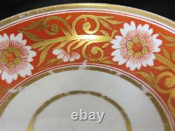 Spode Pattern 878 Antique Porcelain Coffee Can/Cup Saucer Rare Orange/Red & Gold
