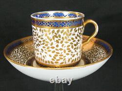 Spode Pattern 909 Antique Porcelain Coffee Can/Cup Saucer Rare Cobalt Blue Gold