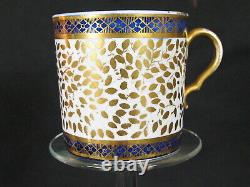 Spode Pattern 909 Antique Porcelain Coffee Can/Cup Saucer Rare Cobalt Blue Gold