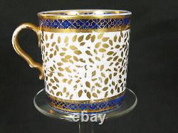 Spode Pattern 909 Antique Porcelain Coffee Can/Cup Saucer Rare Cobalt Blue Gold