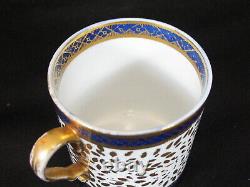 Spode Pattern 909 Antique Porcelain Coffee Can/Cup Saucer Rare Cobalt Blue Gold