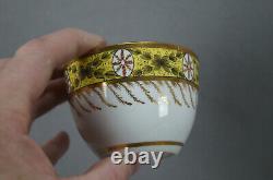 Spode Red & Gold Medallions Green Leaves Yellow Tea Cup & Saucer C1800-1815 C
