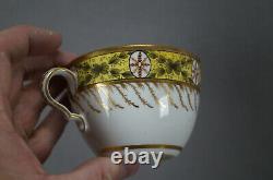 Spode Red & Gold Medallions Green Leaves Yellow Tea Cup & Saucer C1800-1815 C