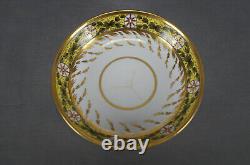Spode Red & Gold Medallions Green Leaves Yellow Tea Cup & Saucer C1800-1815 C