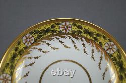 Spode Red & Gold Medallions Green Leaves Yellow Tea Cup & Saucer C1800-1815 C