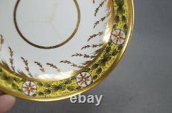 Spode Red & Gold Medallions Green Leaves Yellow Tea Cup & Saucer C1800-1815 C
