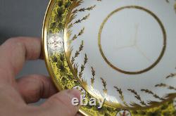 Spode Red & Gold Medallions Green Leaves Yellow Tea Cup & Saucer C1800-1815 C