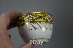 Spode Red & Gold Medallions Green Leaves Yellow Tea Cup & Saucer C1800-1815 D