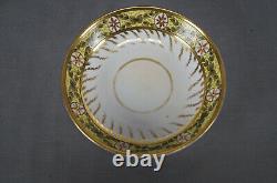 Spode Red & Gold Medallions Green Leaves Yellow Tea Cup & Saucer C1800-1815 D