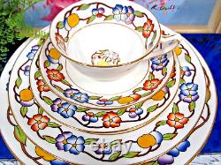 Star Paragon 1918 tea cup and saucer trio plates Boston pattern painted teacup