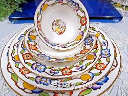 Star Paragon 1918 tea cup and saucer trio plates Boston pattern painted teacup