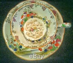 Star paragon garden hand painted pebbles wisteria tea cup saucer mint