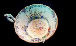 Star paragon garden hand painted pebbles wisteria tea cup saucer mint