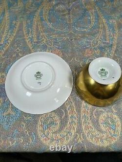Stunning Aynsley Gold Teacup & Saucer Cabbage Rose Signed J A Bailey