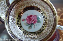 Stunning PARAGON Pink Rose/Cobalt Blue/Heavy Gold/Lace Tea Cup & Saucer #A866